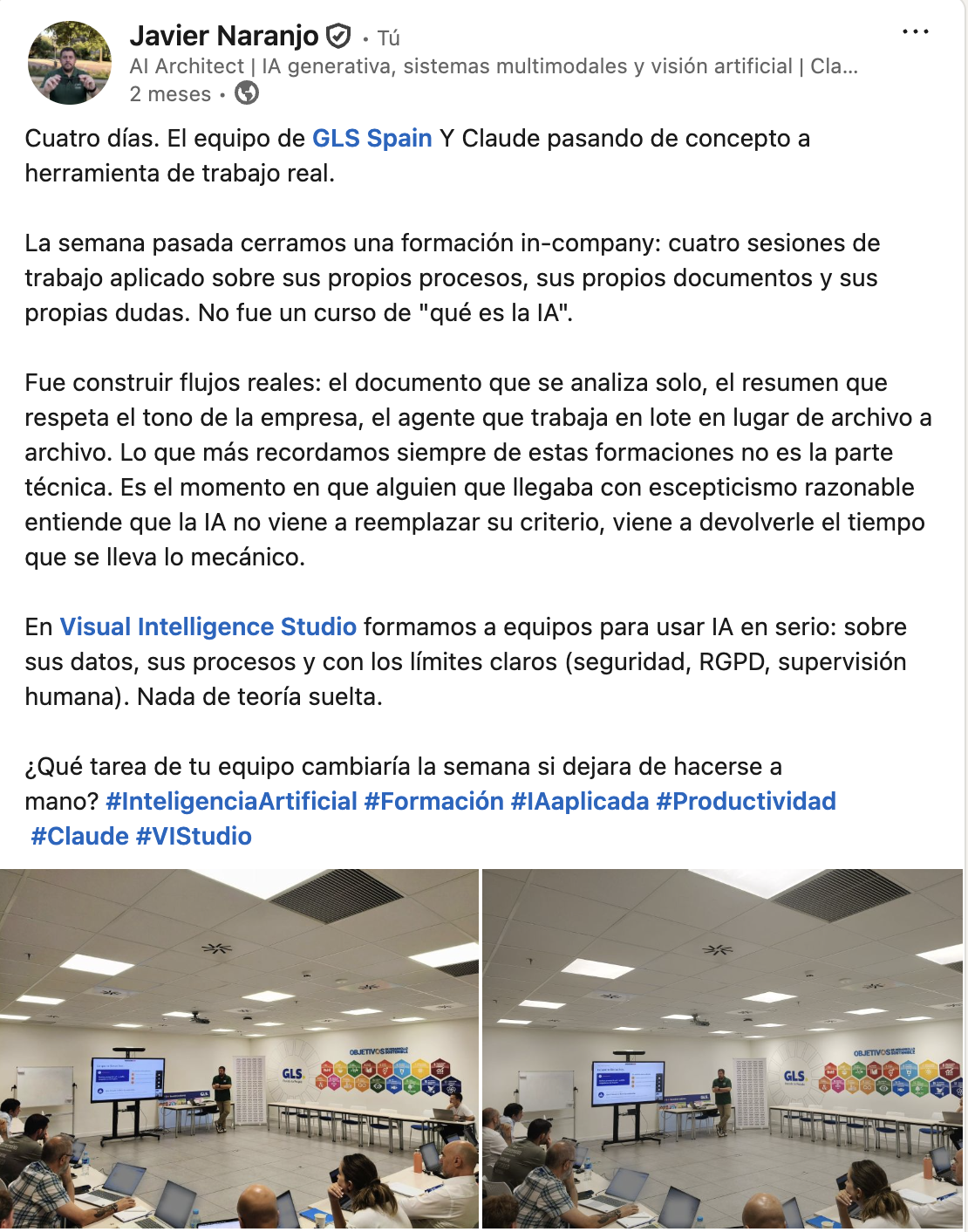Formación aplicada con Claude en las oficinas de GLS Spain